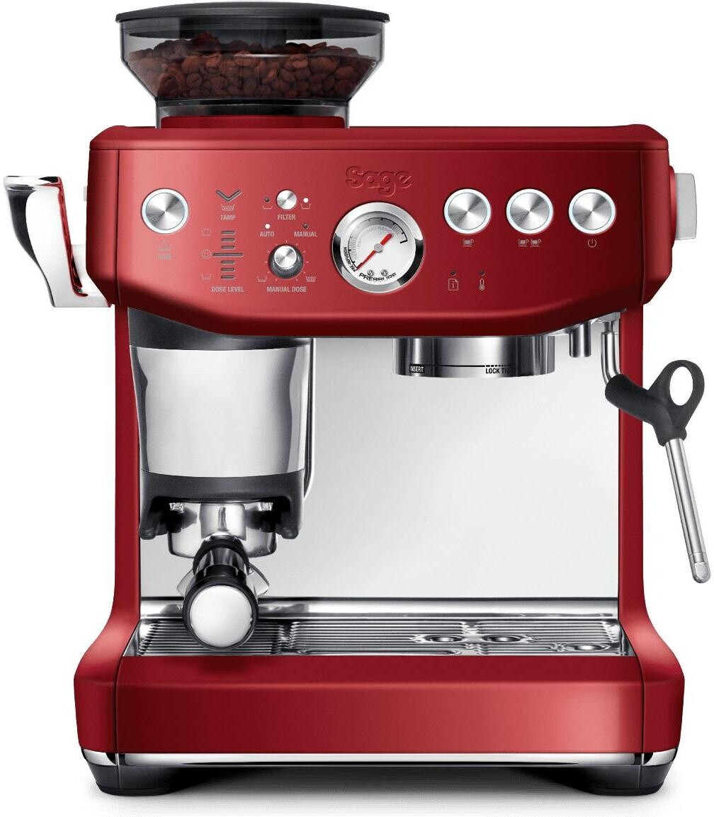 اسپرسو ساز پورتافیلتر سیج انگلستان  مدل Sage Barista Express Impress Red - دستگاه چند کاره با آسیاب قهوه و تمپر هوشمند